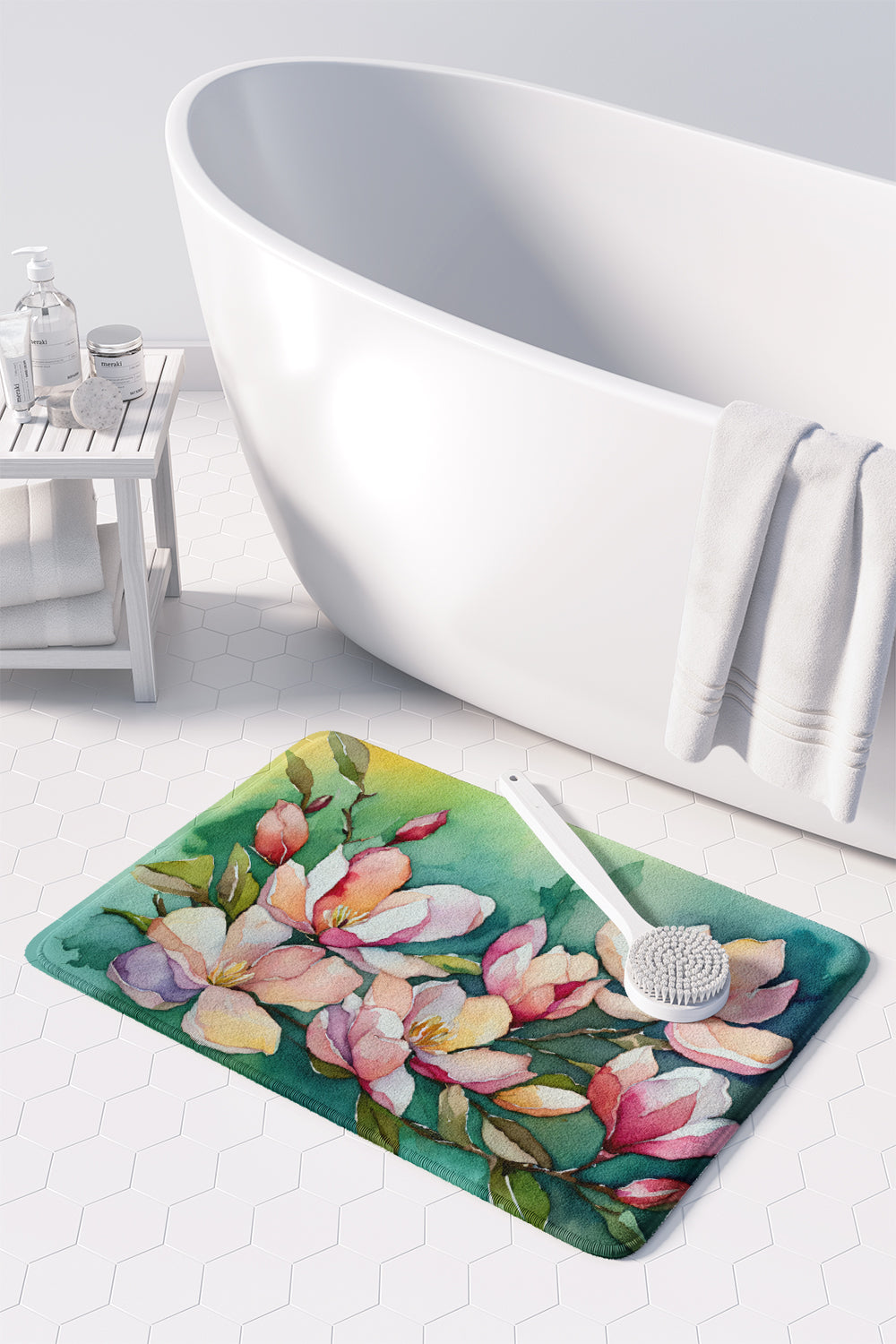 Louisiana Magnolias in Watercolor Memory Foam Kitchen Mat