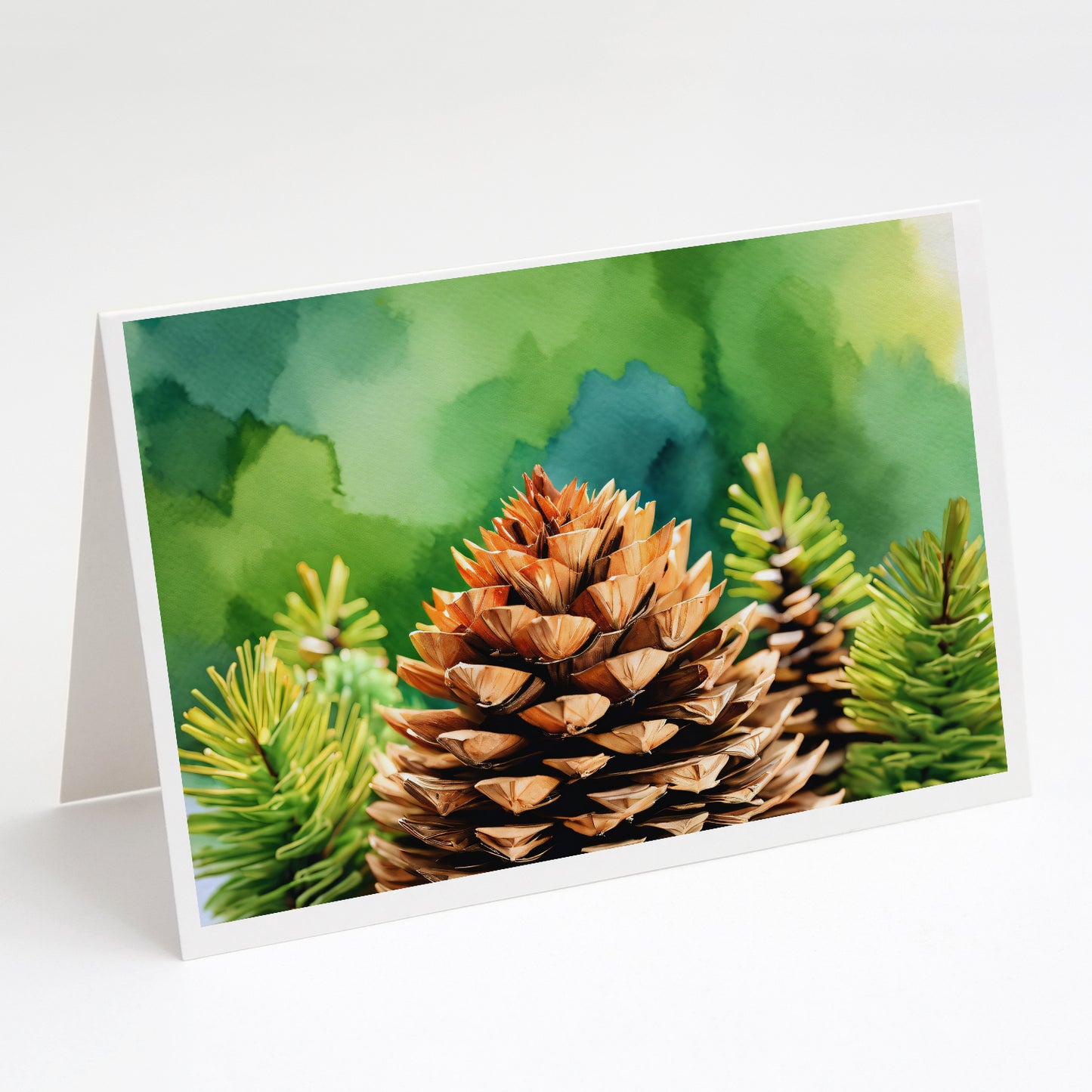 Buy this Maine White Pine Cone and Tassels in Watercolor Greeting Cards Pack of 8