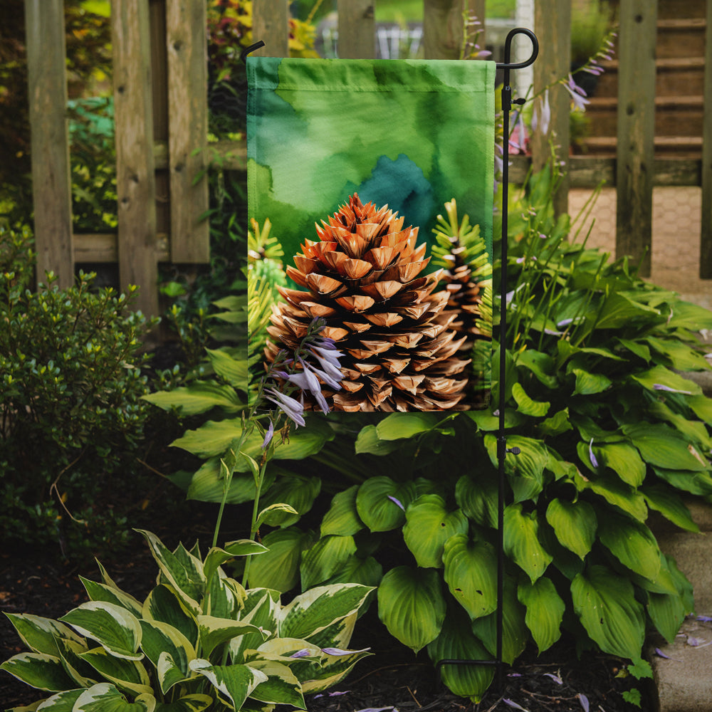 Maine White Pine Cone and Tassels in Watercolor Garden Flag