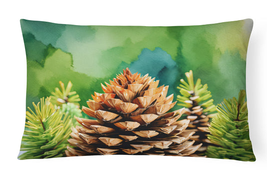 Buy this Maine White Pine Cone and Tassels in Watercolor Throw Pillow