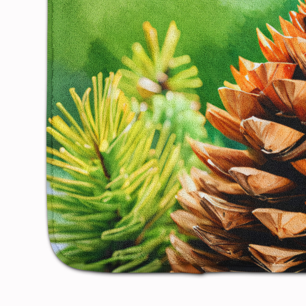 Maine White Pine Cone and Tassels in Watercolor Memory Foam Kitchen Mat