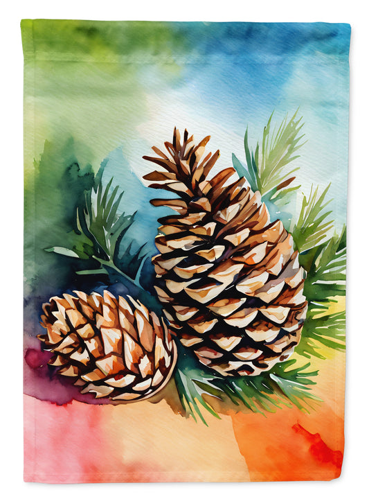 Buy this Maine White Pine Cone and Tassels in Watercolor Garden Flag