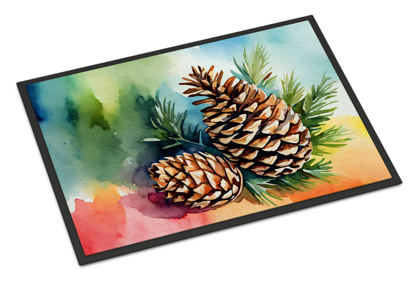 Buy this Maine White Pine Cone and Tassels in Watercolor Doormat