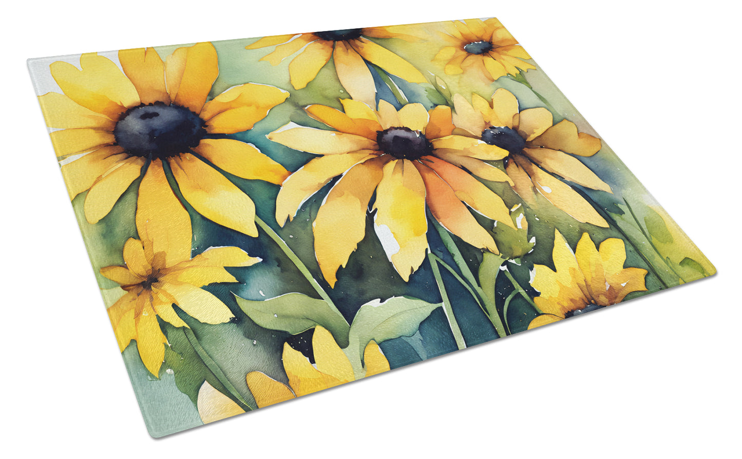 Buy this Maryland Black-Eyed Susans in Watercolor Glass Cutting Board