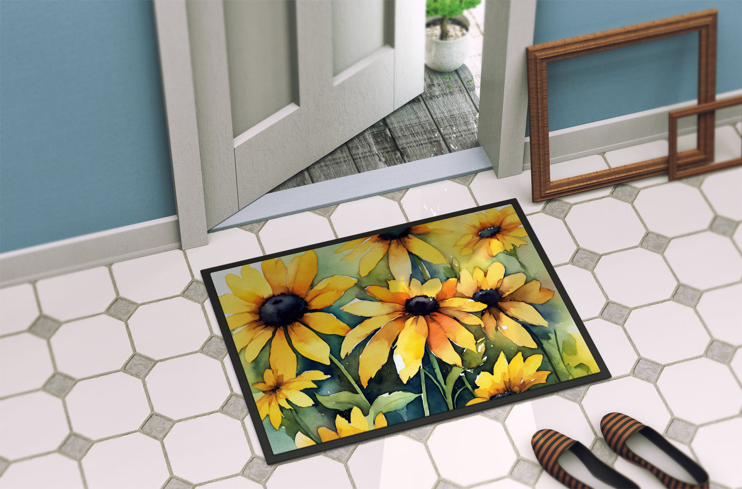 Maryland Black-Eyed Susans in Watercolor Doormat