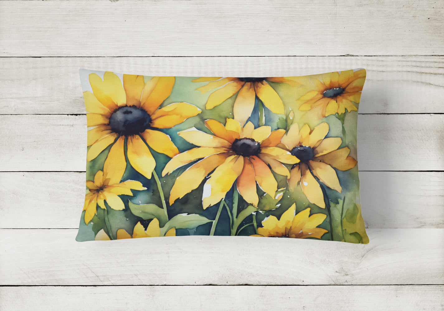 Maryland Black-Eyed Susans in Watercolor Throw Pillow