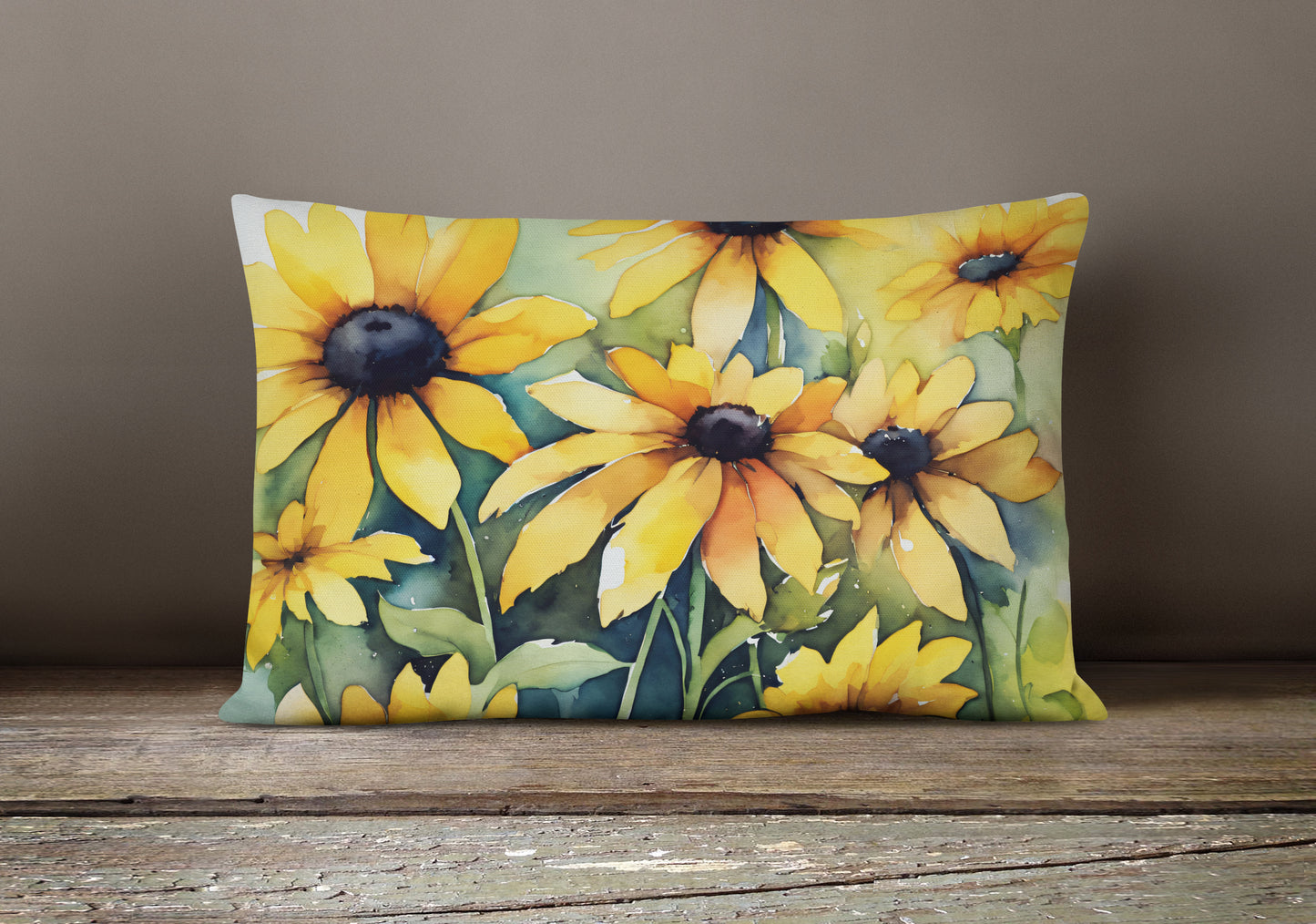 Maryland Black-Eyed Susans in Watercolor Throw Pillow