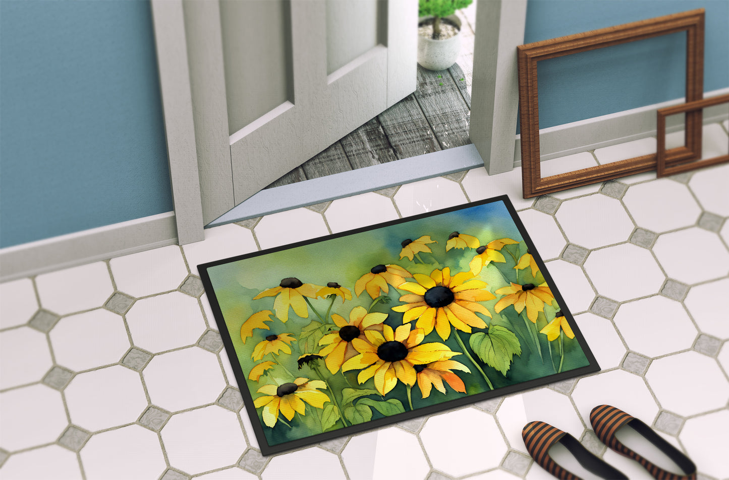 Maryland Black-Eyed Susans in Watercolor Doormat