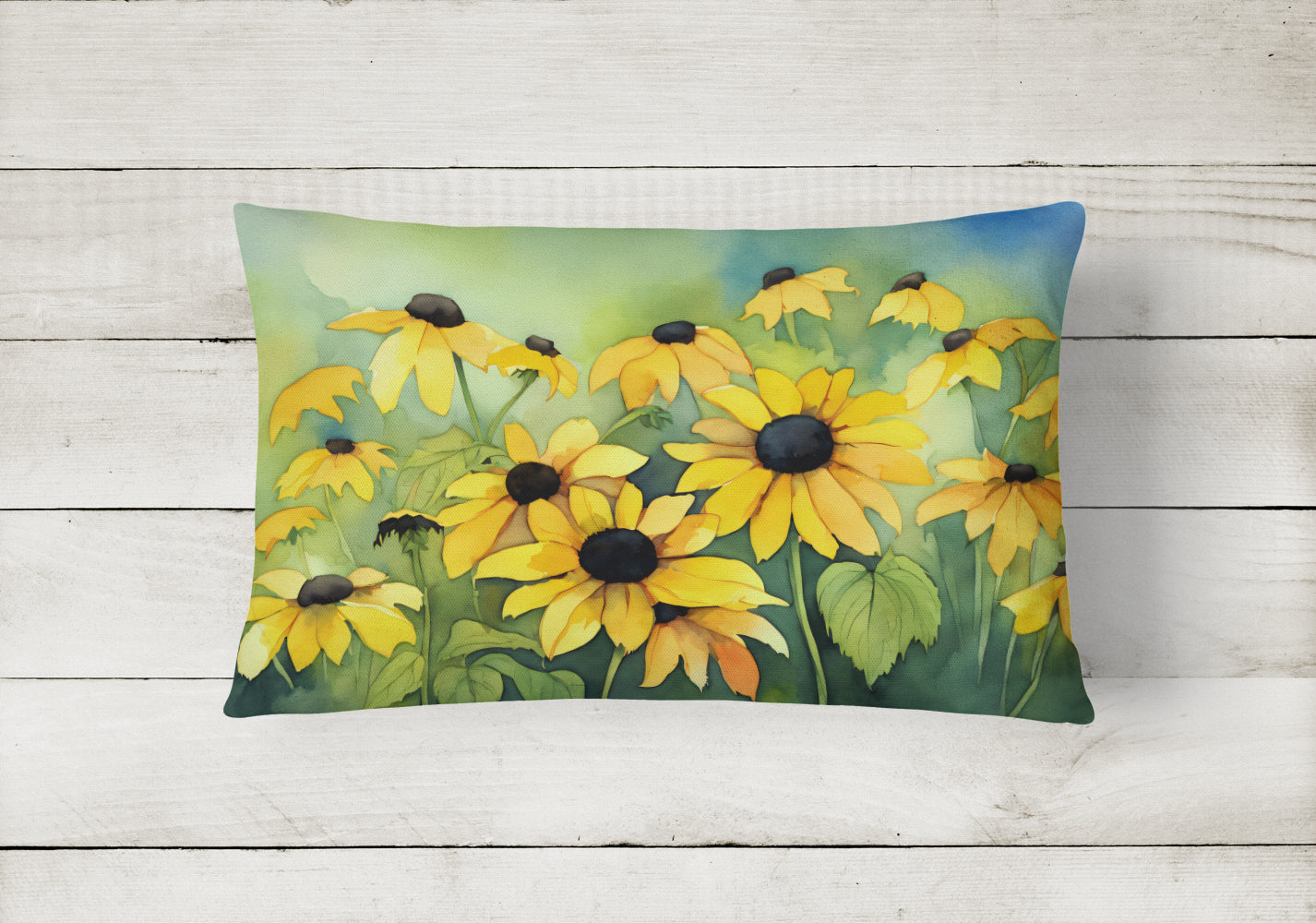 Maryland Black-Eyed Susans in Watercolor Throw Pillow