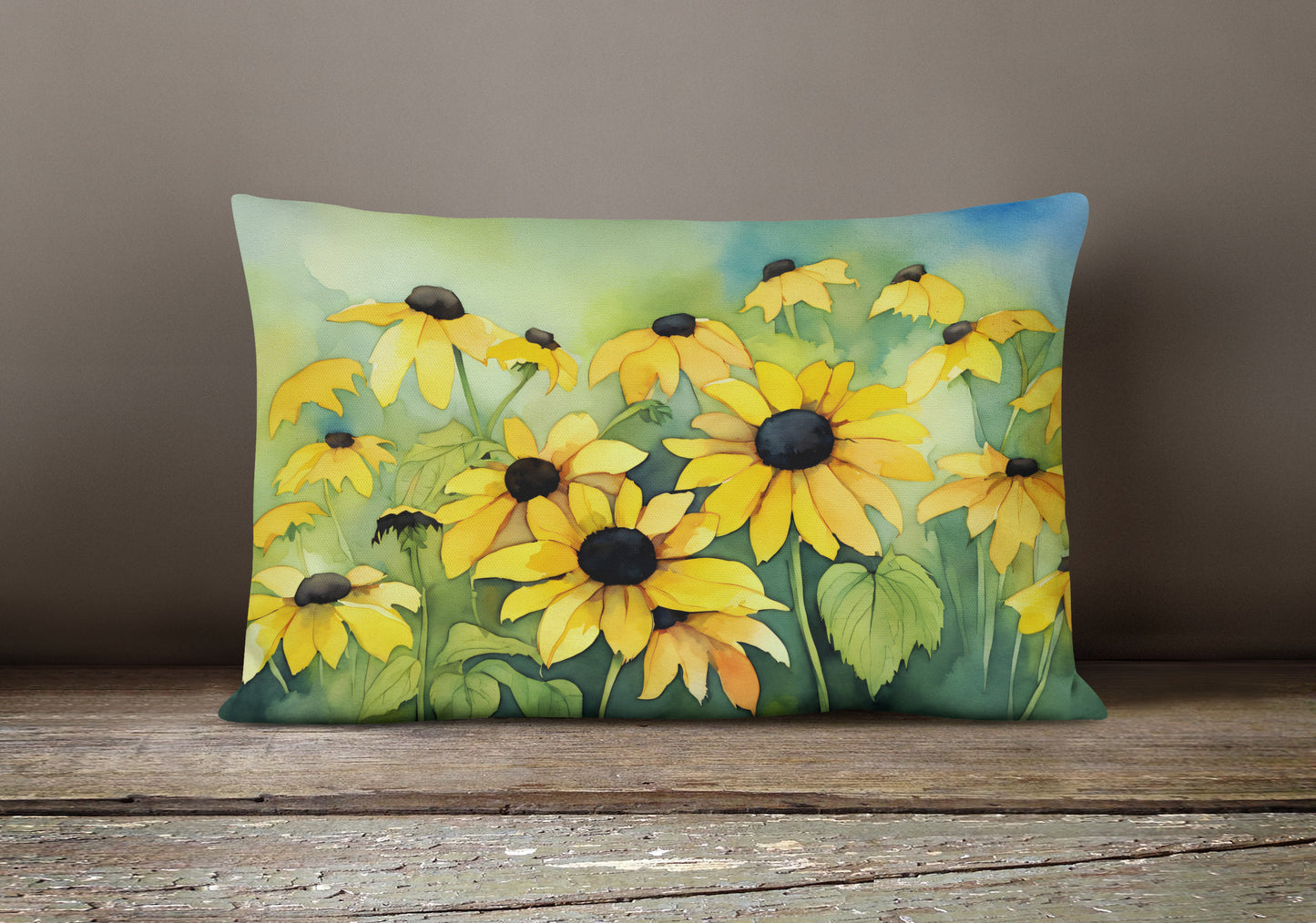 Maryland Black-Eyed Susans in Watercolor Throw Pillow