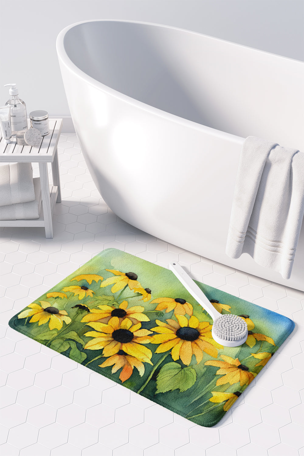 Maryland Black-Eyed Susans in Watercolor Memory Foam Kitchen Mat