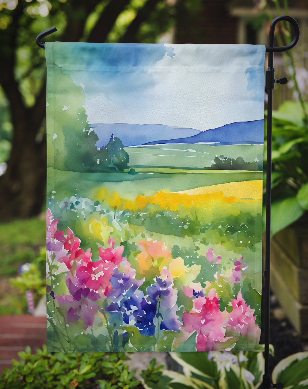 Massachusetts Mayflowers in Watercolor Garden Flag
