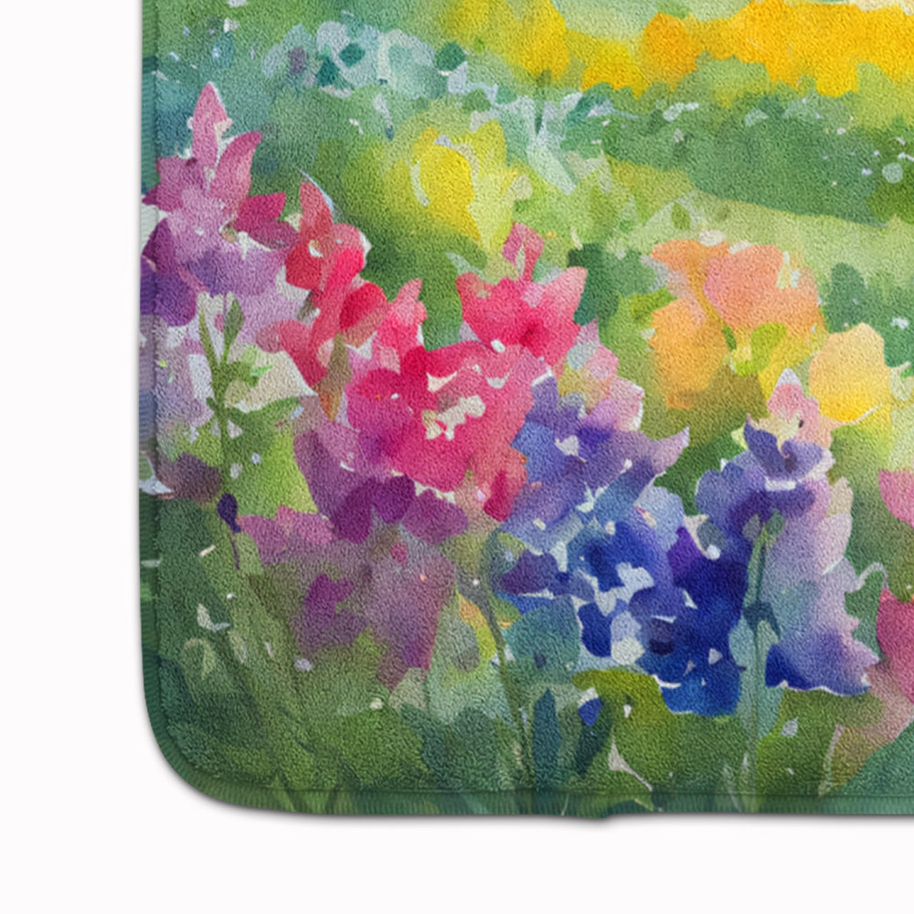 Massachusetts Mayflowers in Watercolor Memory Foam Kitchen Mat