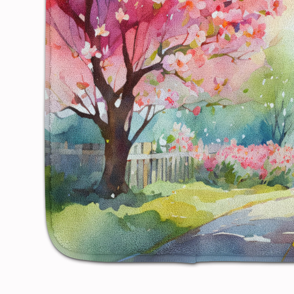 Michigan Apple Blossoms in Watercolor Memory Foam Kitchen Mat