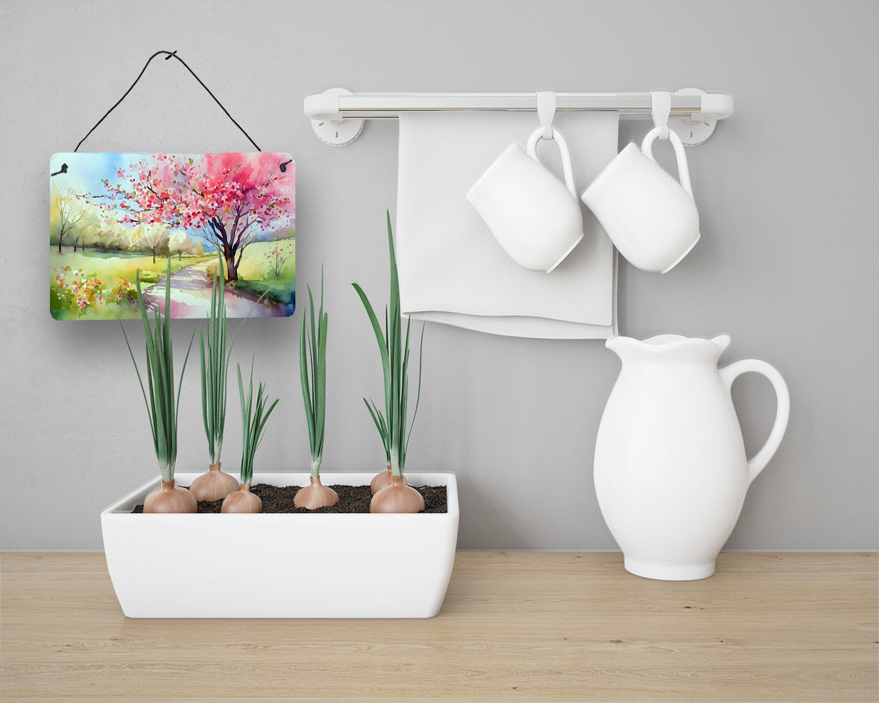 Michigan Apple Blossoms in Watercolor Wall or Door Hanging Prints