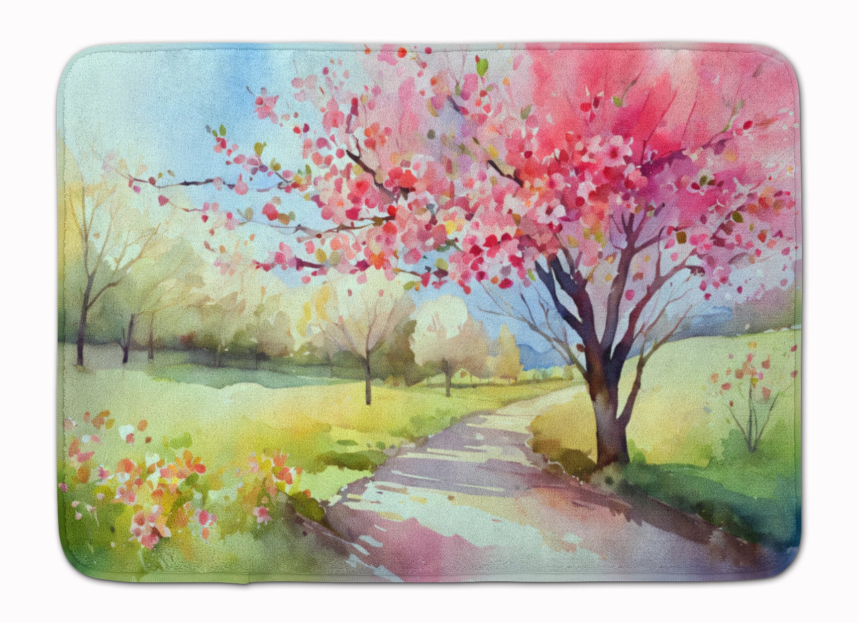 Buy this Michigan Apple Blossoms in Watercolor Memory Foam Kitchen Mat