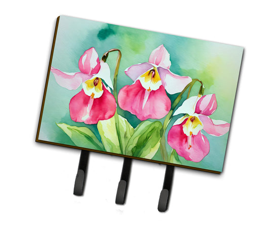 Buy this Minnesota Pink and White Lady�s Slippers in Watercolor Leash or Key Holder