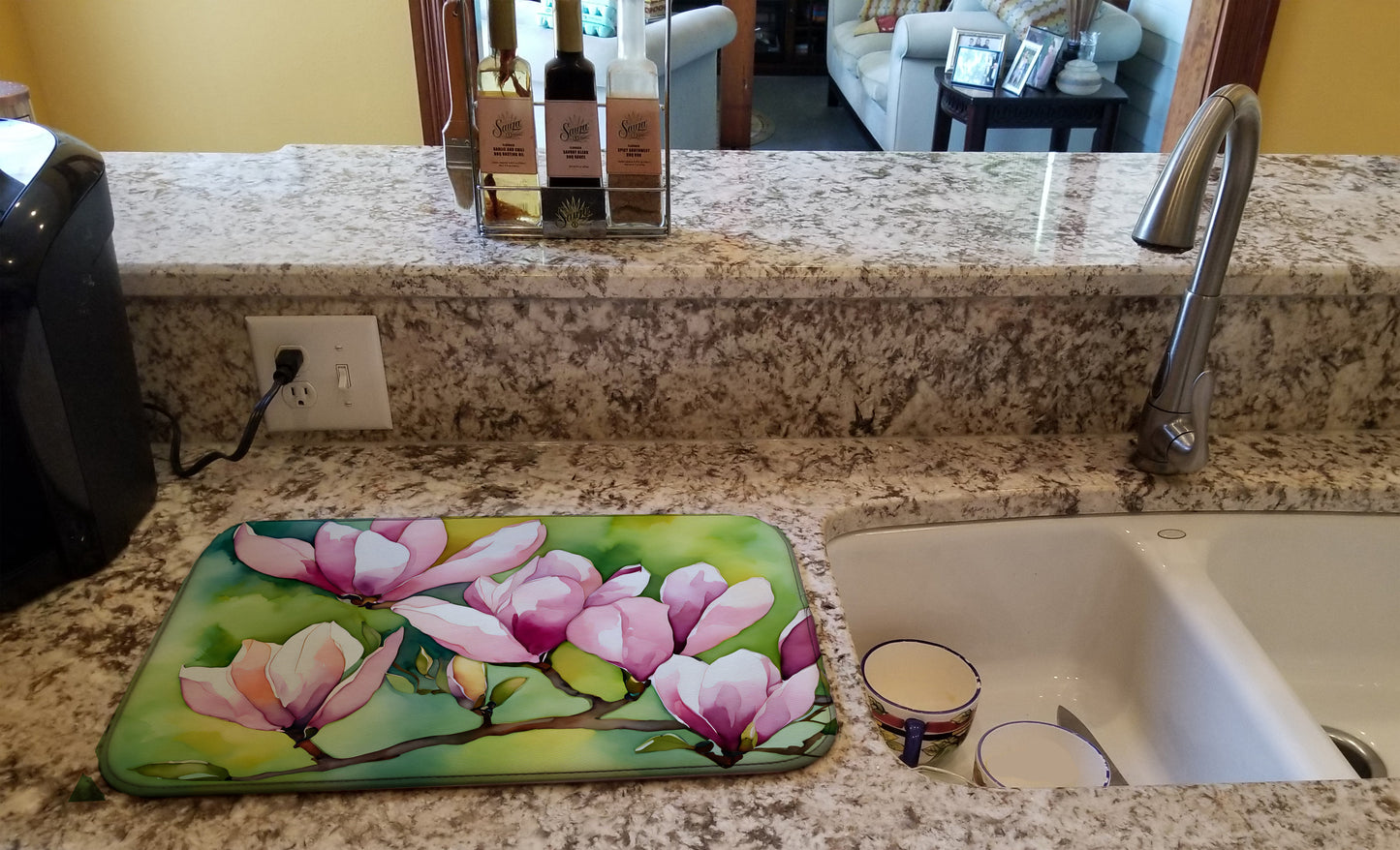 Mississippi Magnolia in Watercolor Dish Drying Mat