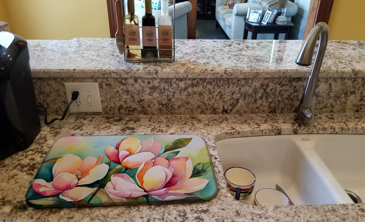 Mississippi Magnolia in Watercolor Dish Drying Mat