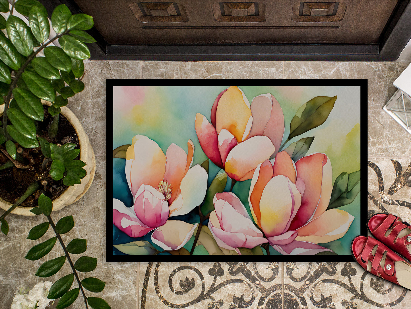 Mississippi Magnolia in Watercolor Doormat