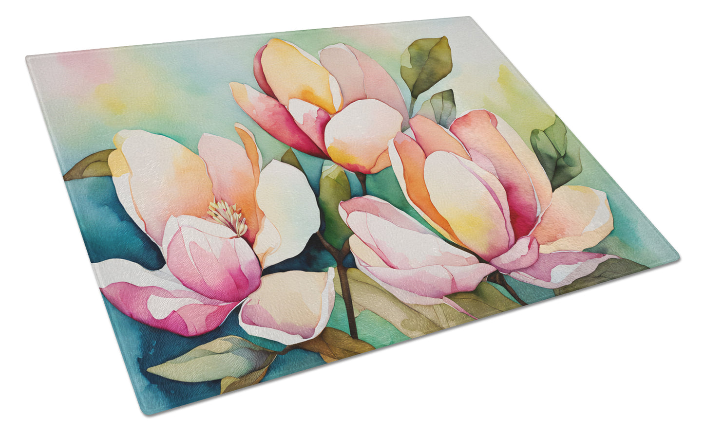 Buy this Mississippi Magnolia in Watercolor Glass Cutting Board