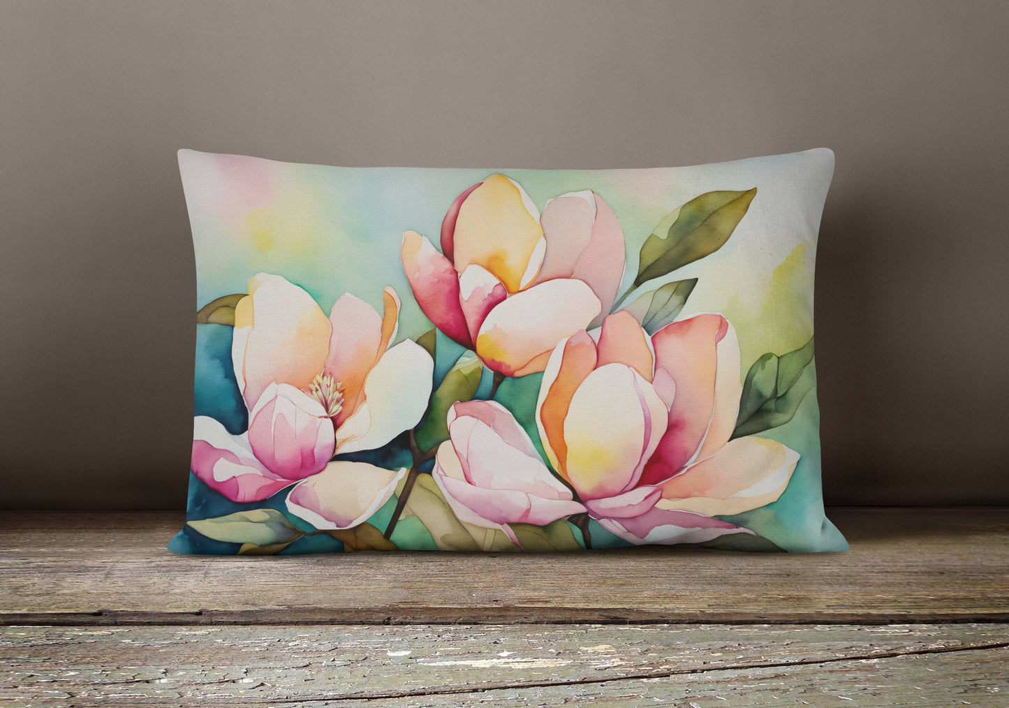 Mississippi Magnolia in Watercolor Throw Pillow