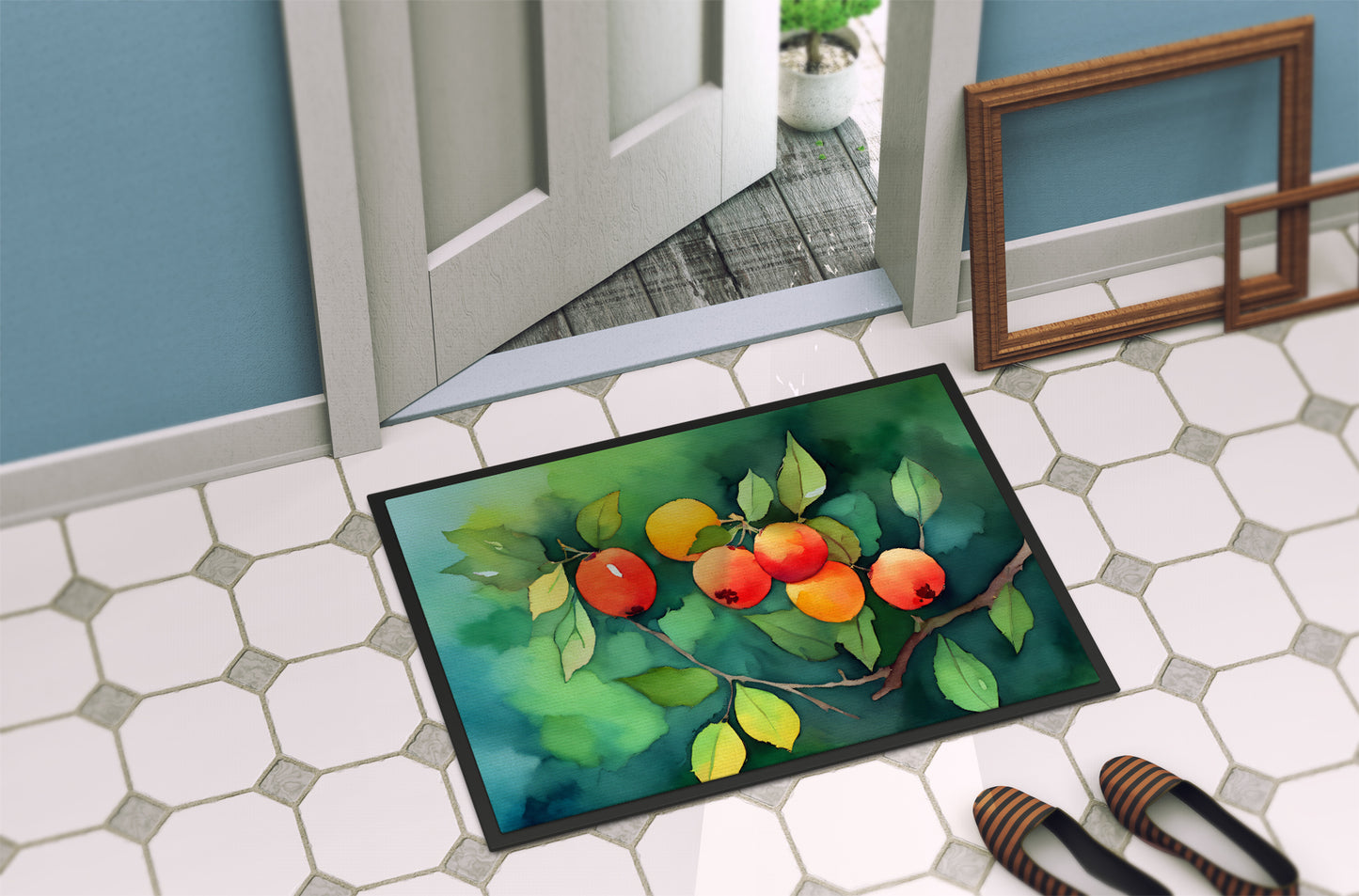 Missouri Hawthorns in Watercolor Doormat