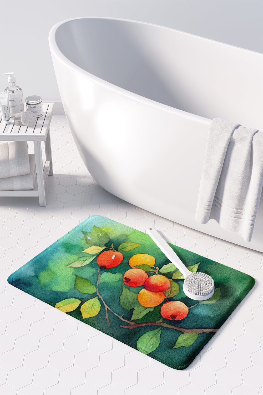 Missouri Hawthorns in Watercolor Memory Foam Kitchen Mat