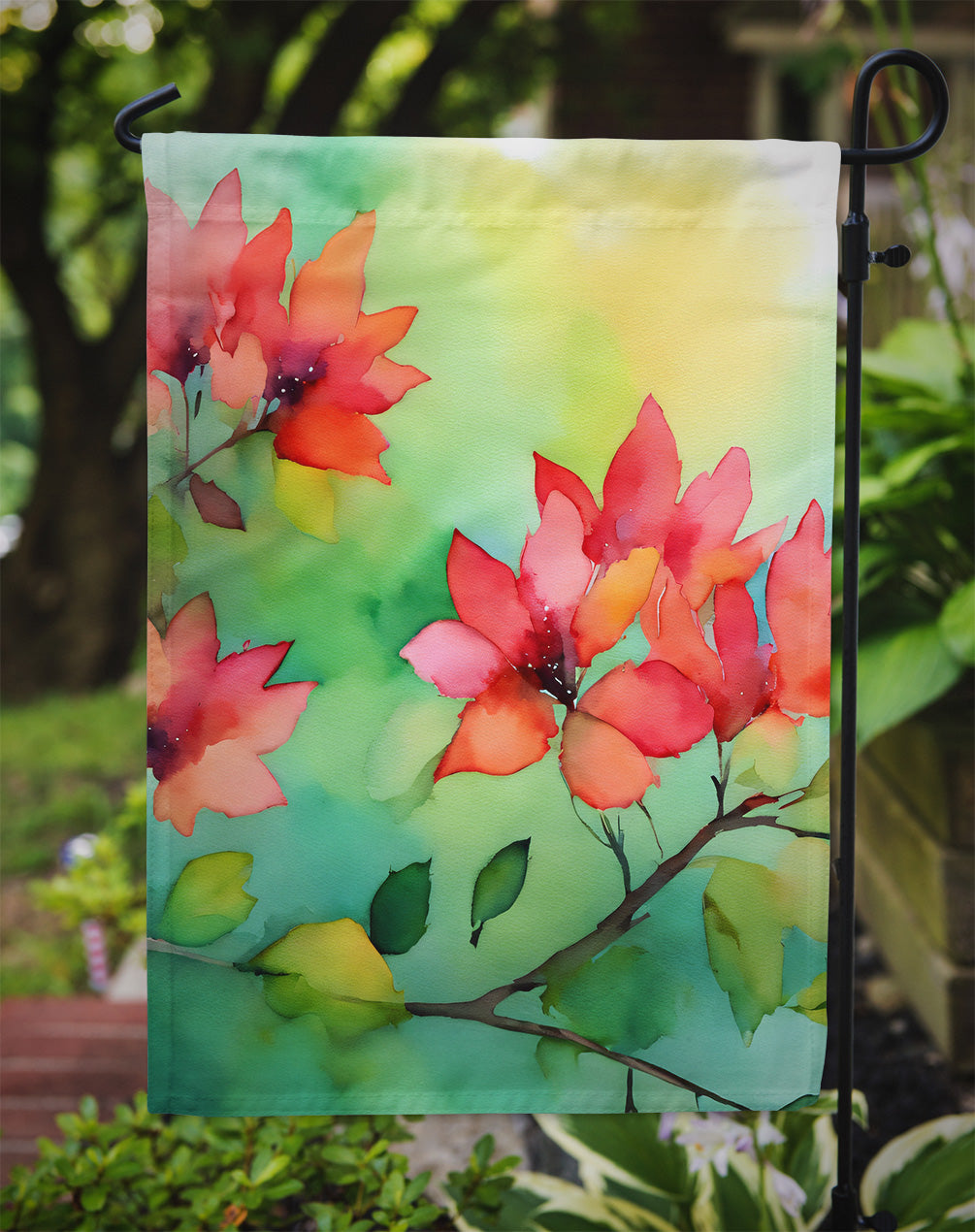 Missouri Hawthorns in Watercolor Garden Flag