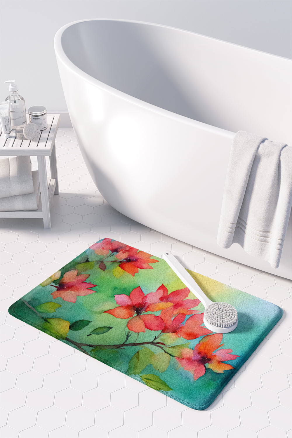 Missouri Hawthorns in Watercolor Memory Foam Kitchen Mat