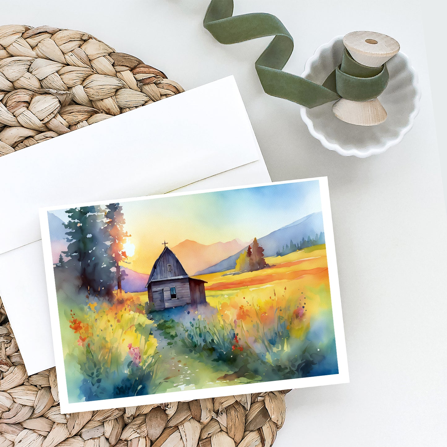 Montana Bitterroot in Watercolor Greeting Cards Pack of 8