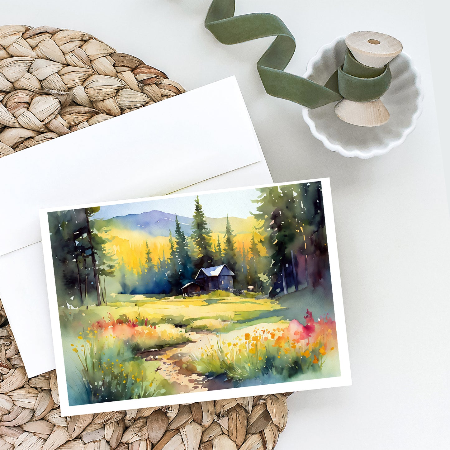 Montana Bitterroot in Watercolor Greeting Cards Pack of 8