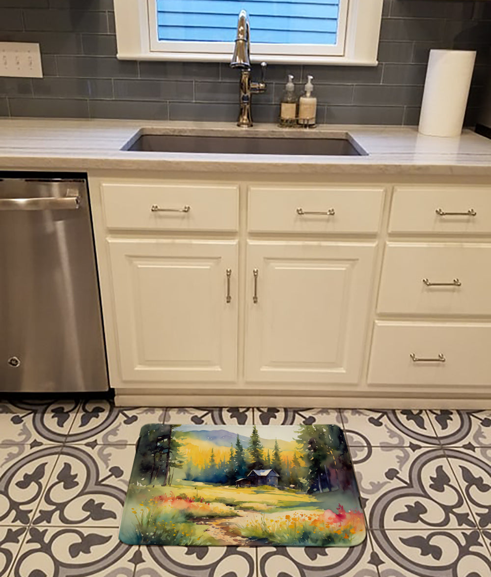 Montana Bitterroot in Watercolor Memory Foam Kitchen Mat