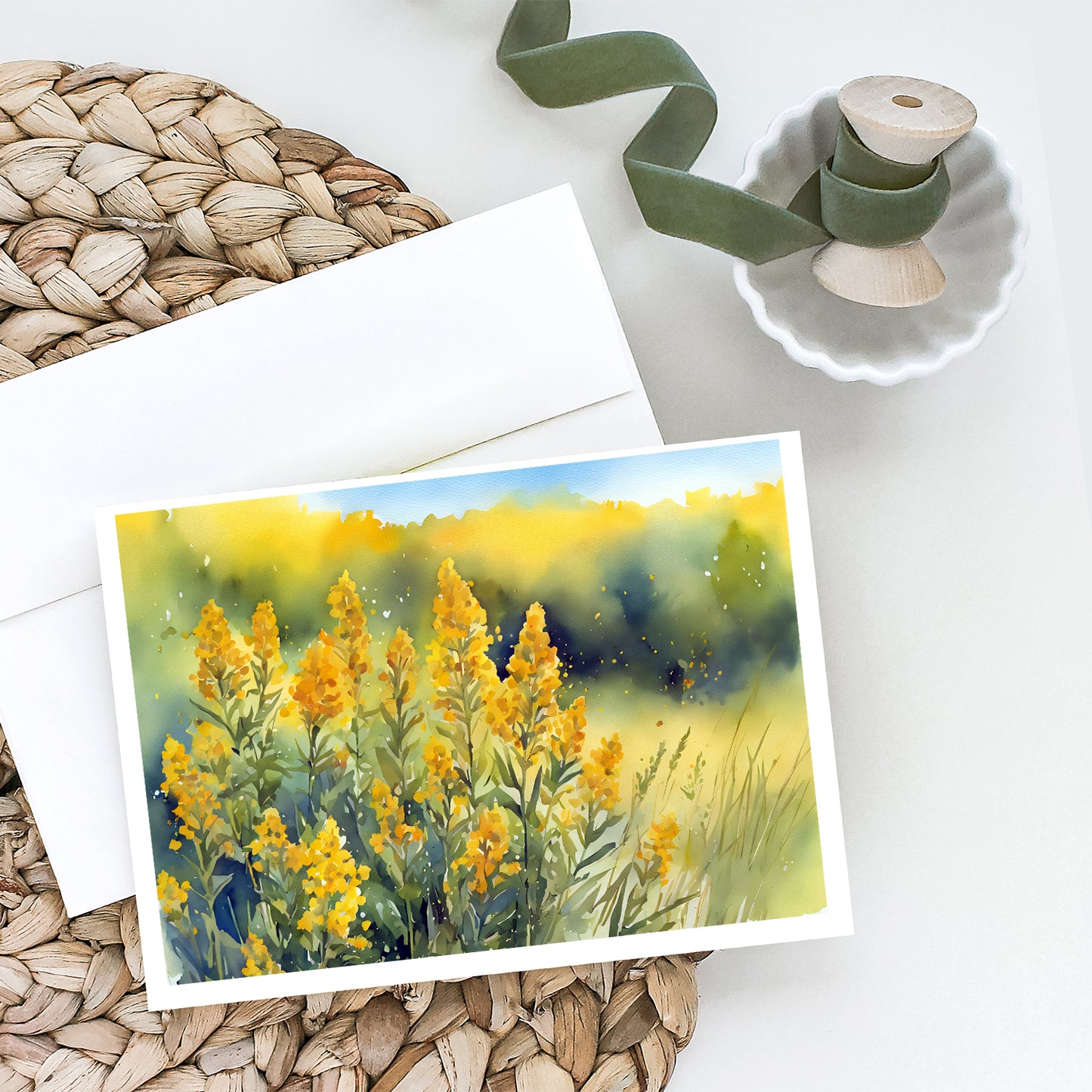 Nebraska Goldenrod in Watercolor Greeting Cards Pack of 8