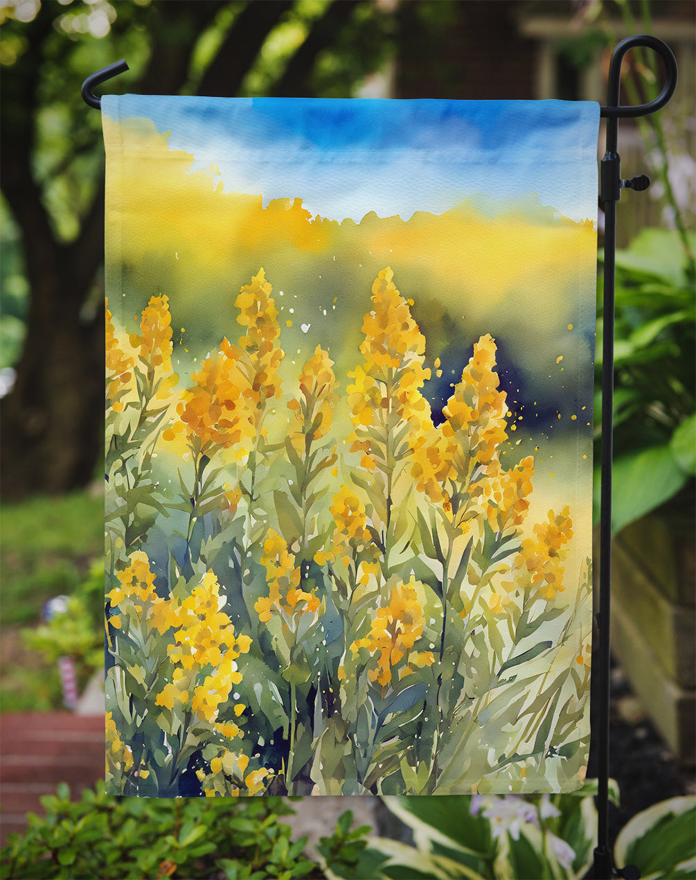 Nebraska Goldenrod in Watercolor Garden Flag