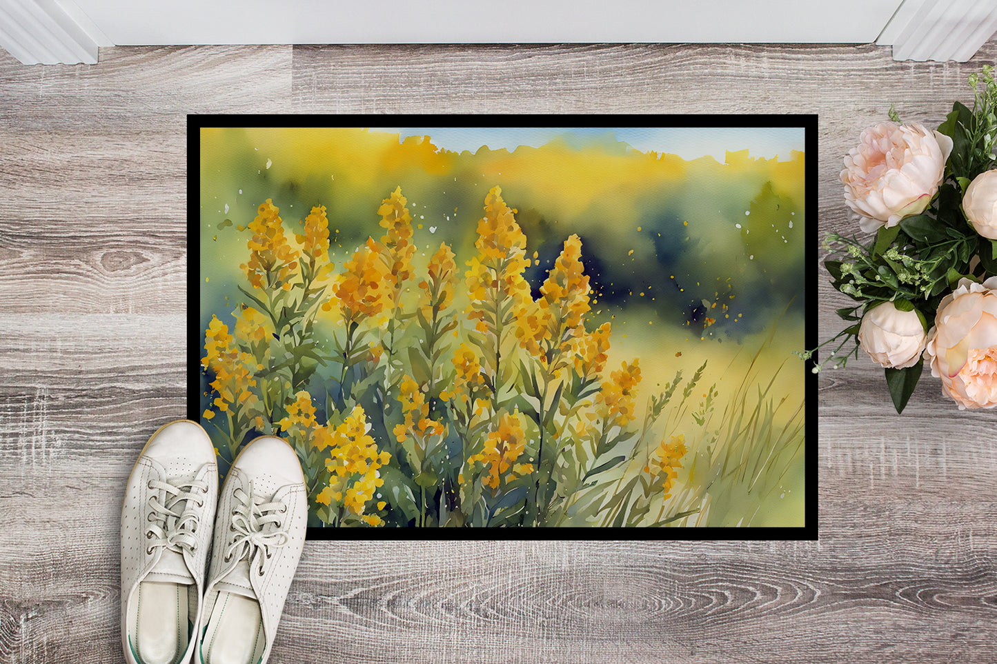 Nebraska Goldenrod in Watercolor Doormat