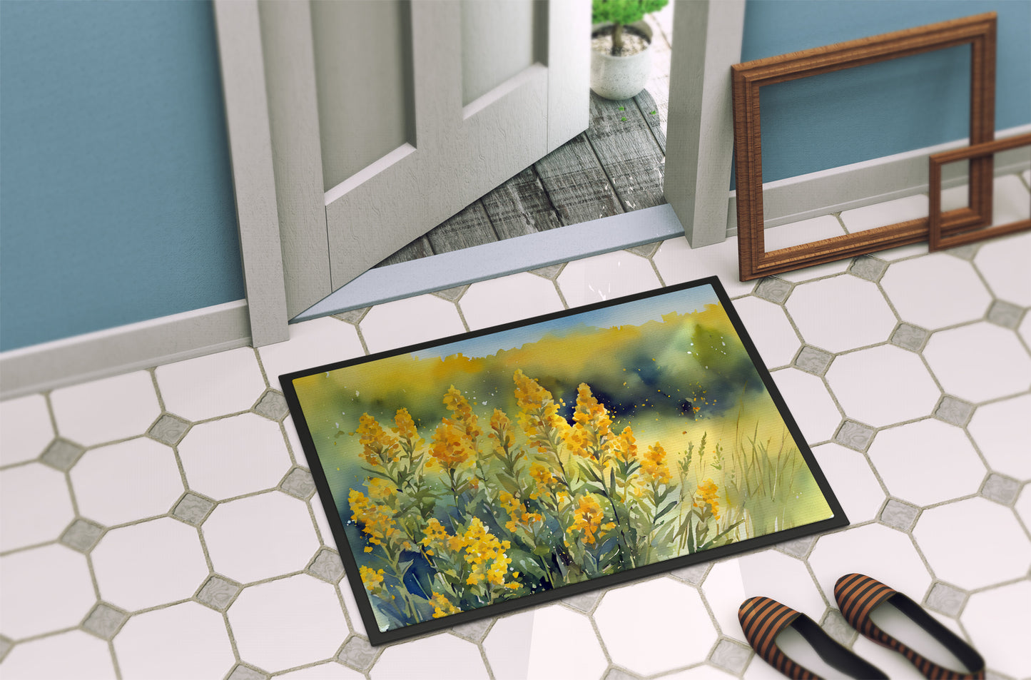 Nebraska Goldenrod in Watercolor Doormat