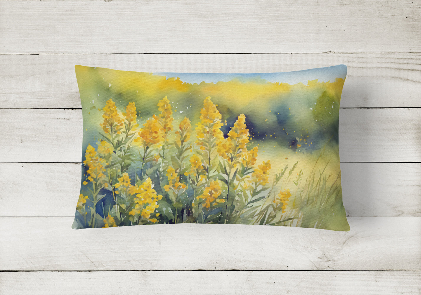 Nebraska Goldenrod in Watercolor Throw Pillow