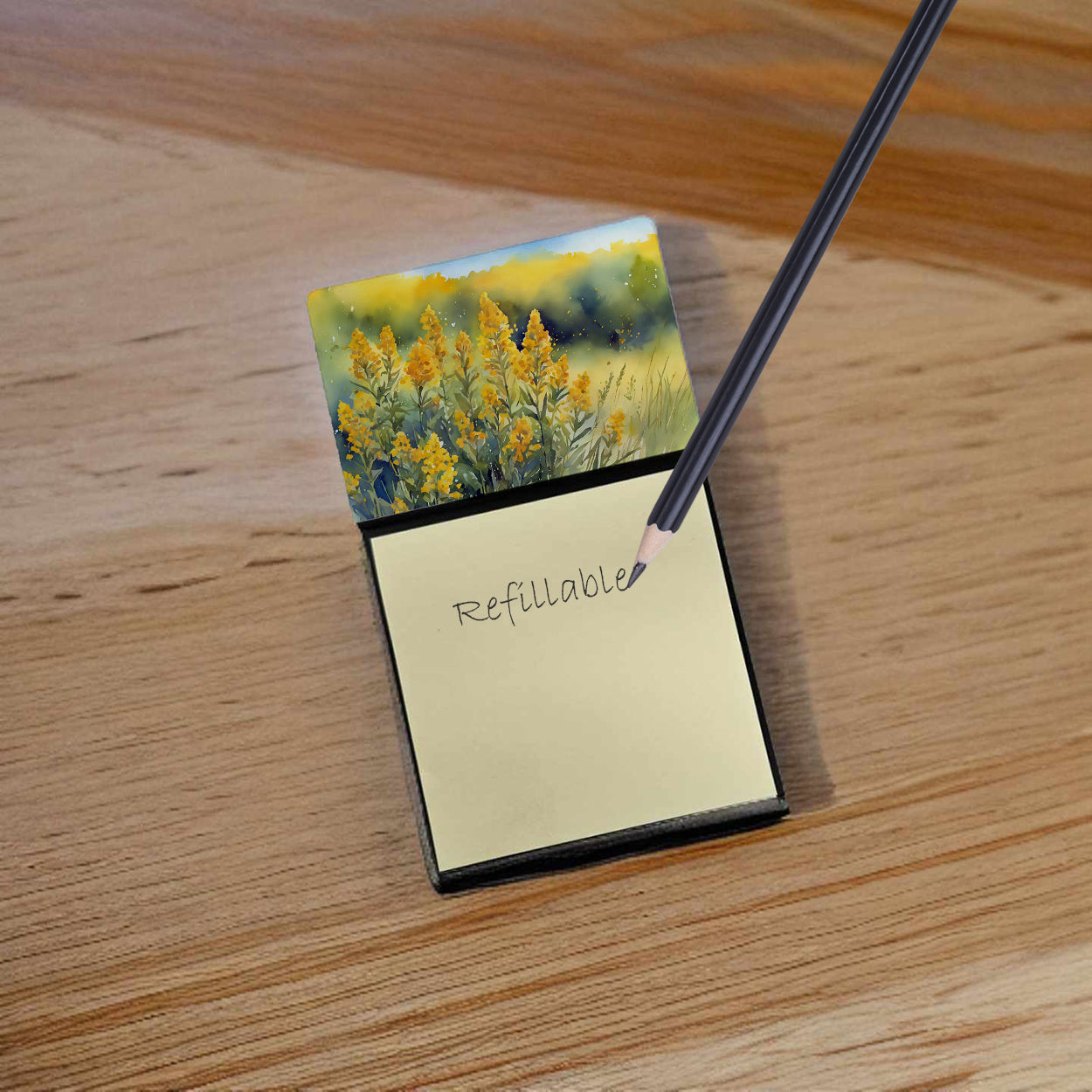 Nebraska Goldenrod in Watercolor Sticky Note Holder