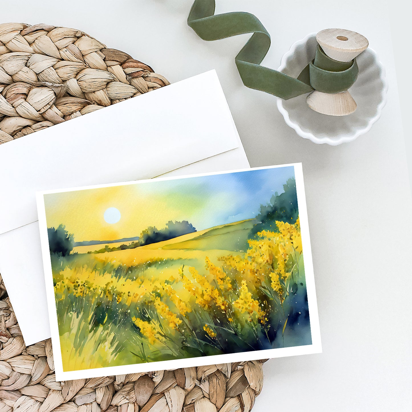 Nebraska Goldenrod in Watercolor Greeting Cards Pack of 8