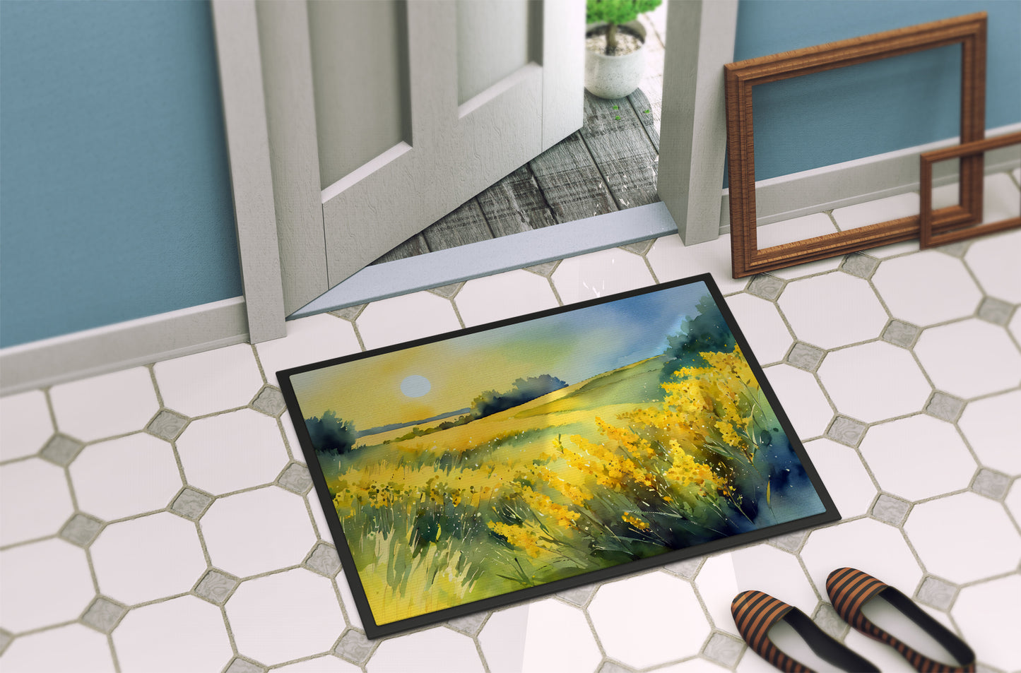 Nebraska Goldenrod in Watercolor Doormat