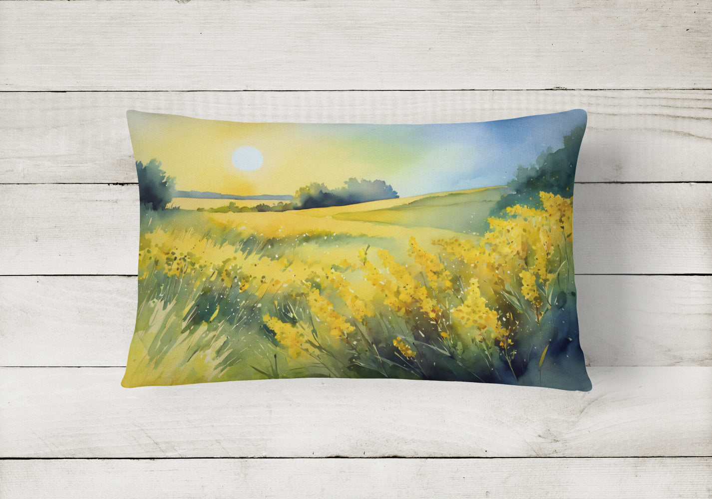 Nebraska Goldenrod in Watercolor Throw Pillow