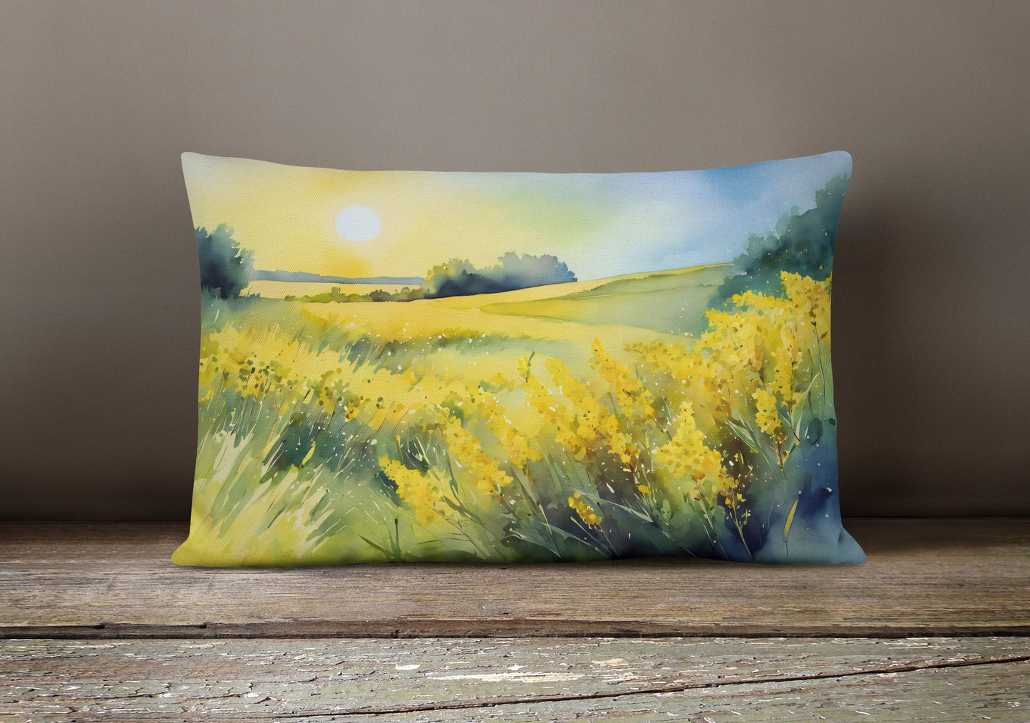 Nebraska Goldenrod in Watercolor Throw Pillow