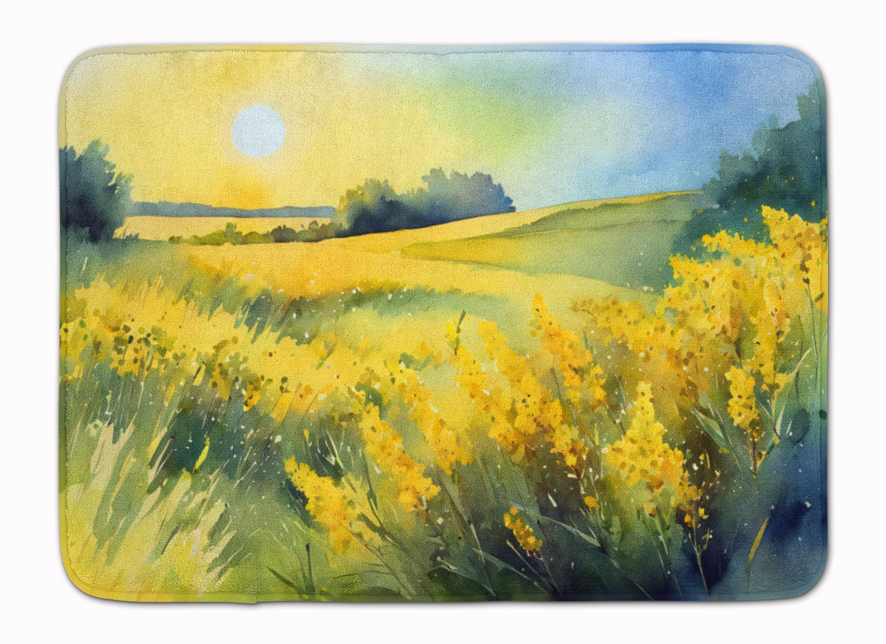 Buy this Nebraska Goldenrod in Watercolor Memory Foam Kitchen Mat