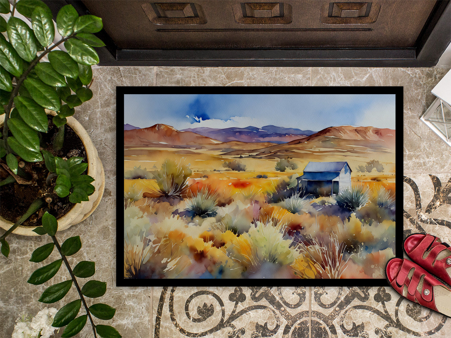 Nevada Sagebrush in Watercolor Doormat