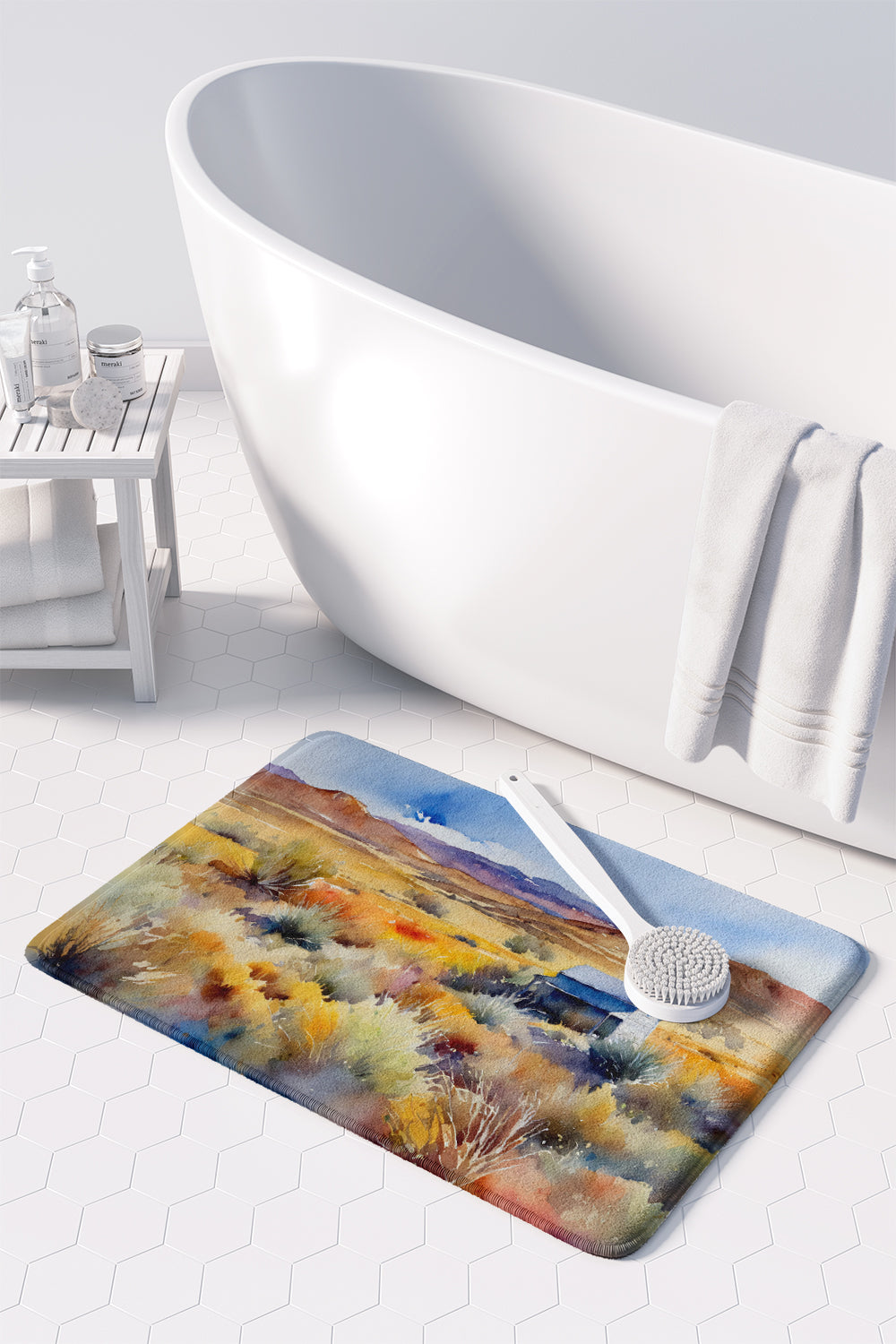 Nevada Sagebrush in Watercolor Memory Foam Kitchen Mat