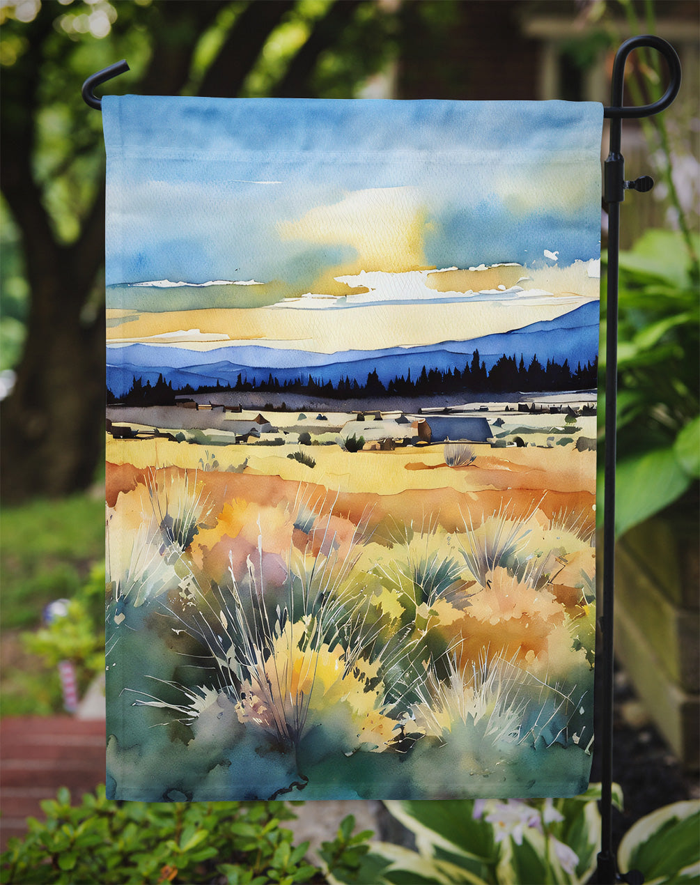 Nevada Sagebrush in Watercolor Garden Flag