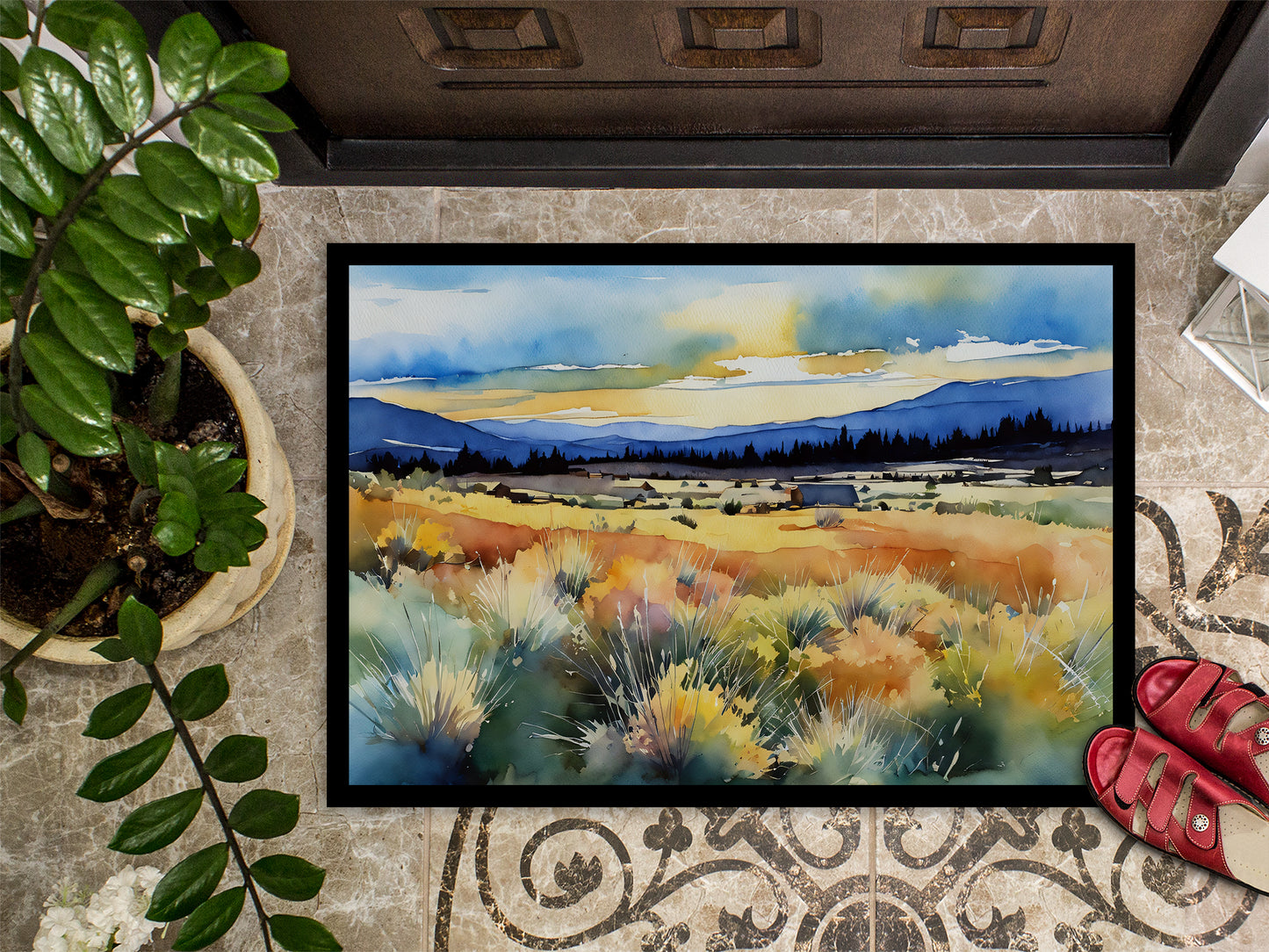 Nevada Sagebrush in Watercolor Doormat