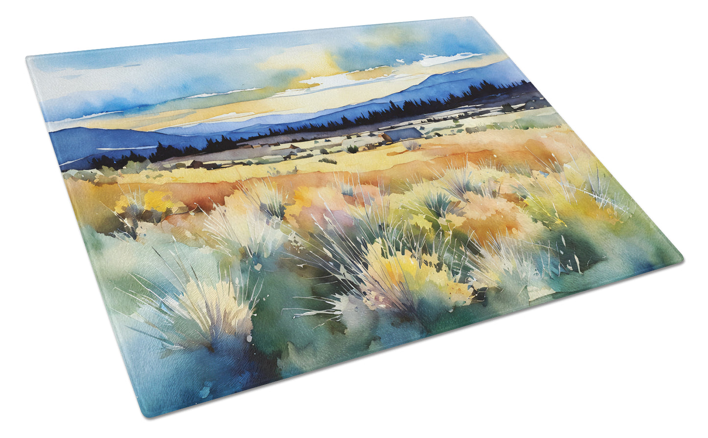 Buy this Nevada Sagebrush in Watercolor Glass Cutting Board