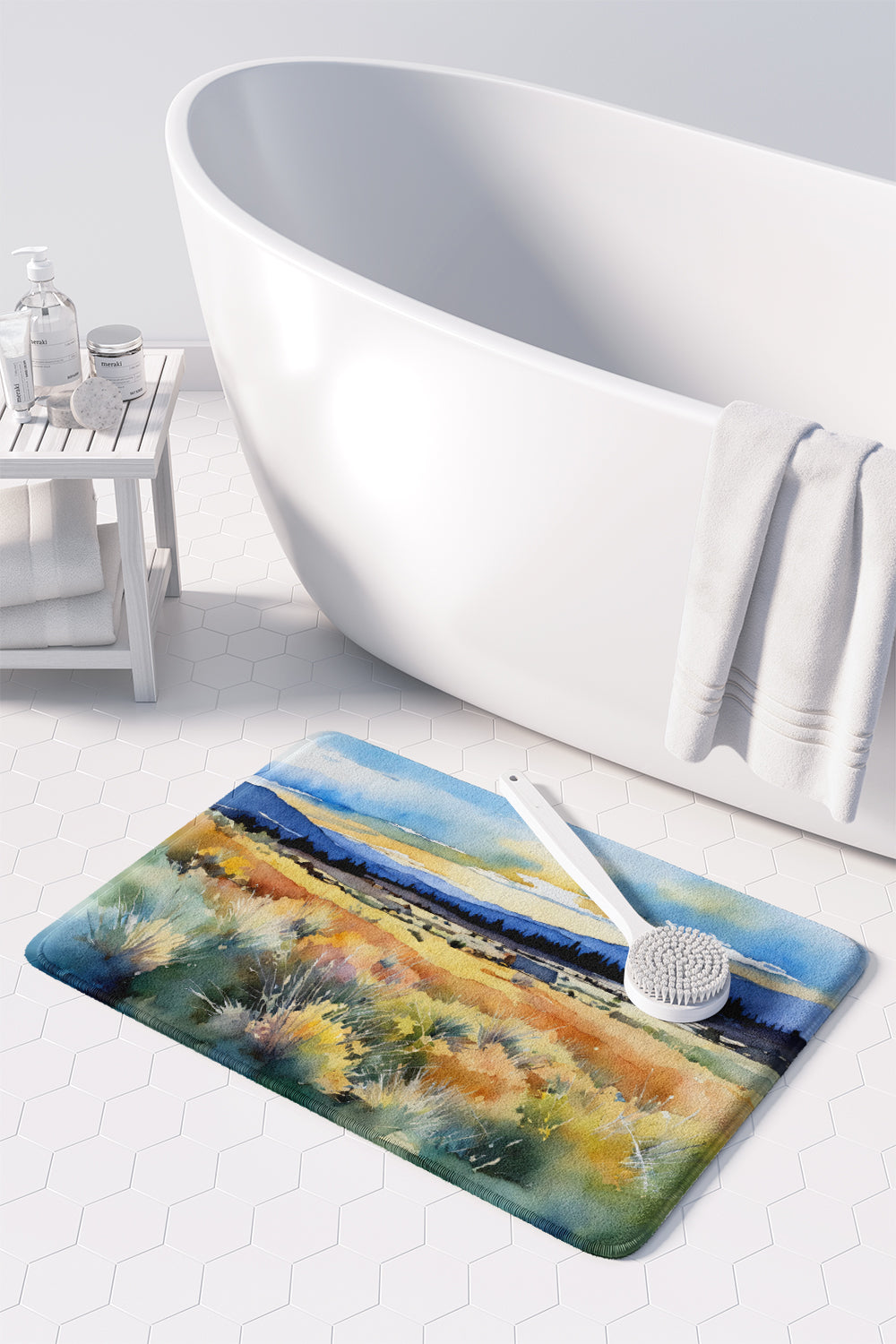 Nevada Sagebrush in Watercolor Memory Foam Kitchen Mat